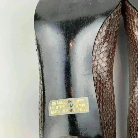 Canessa womens heels size 8 AA brown snakeskin bow vintage 80s - Picture 7 of 15